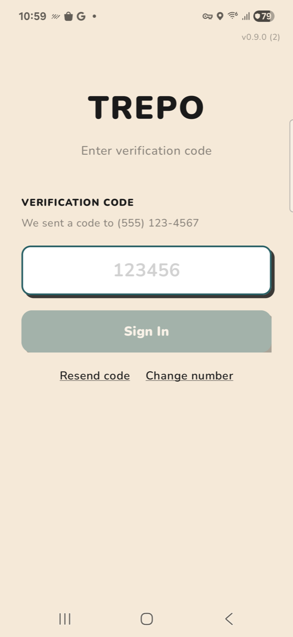 Sign in — verification code