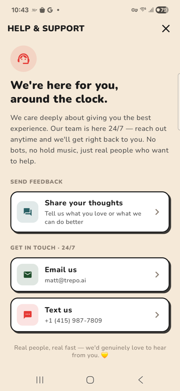 Help & support sheet