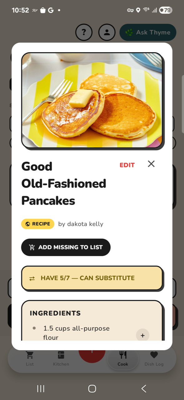 Recipe detail — top