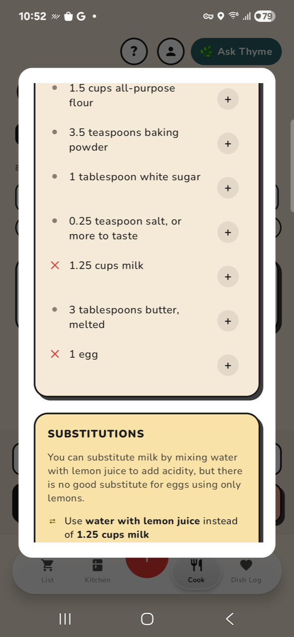 Recipe detail — ingredients