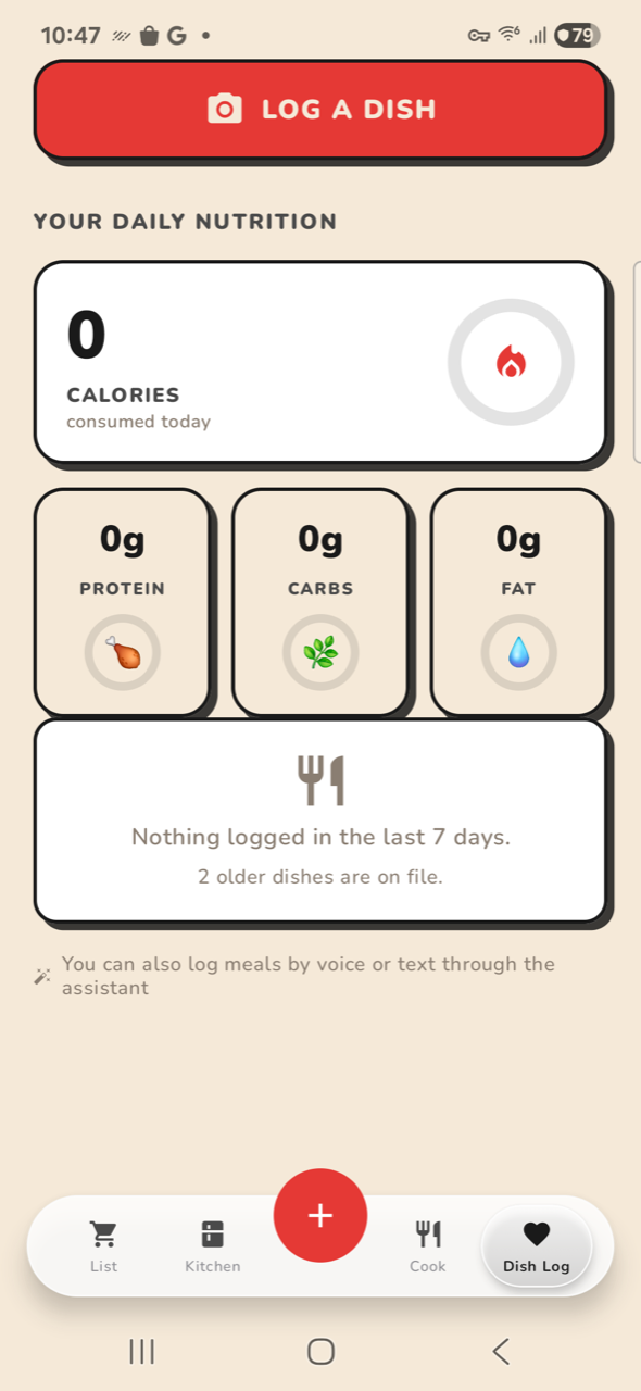 Dish Log — scrolled