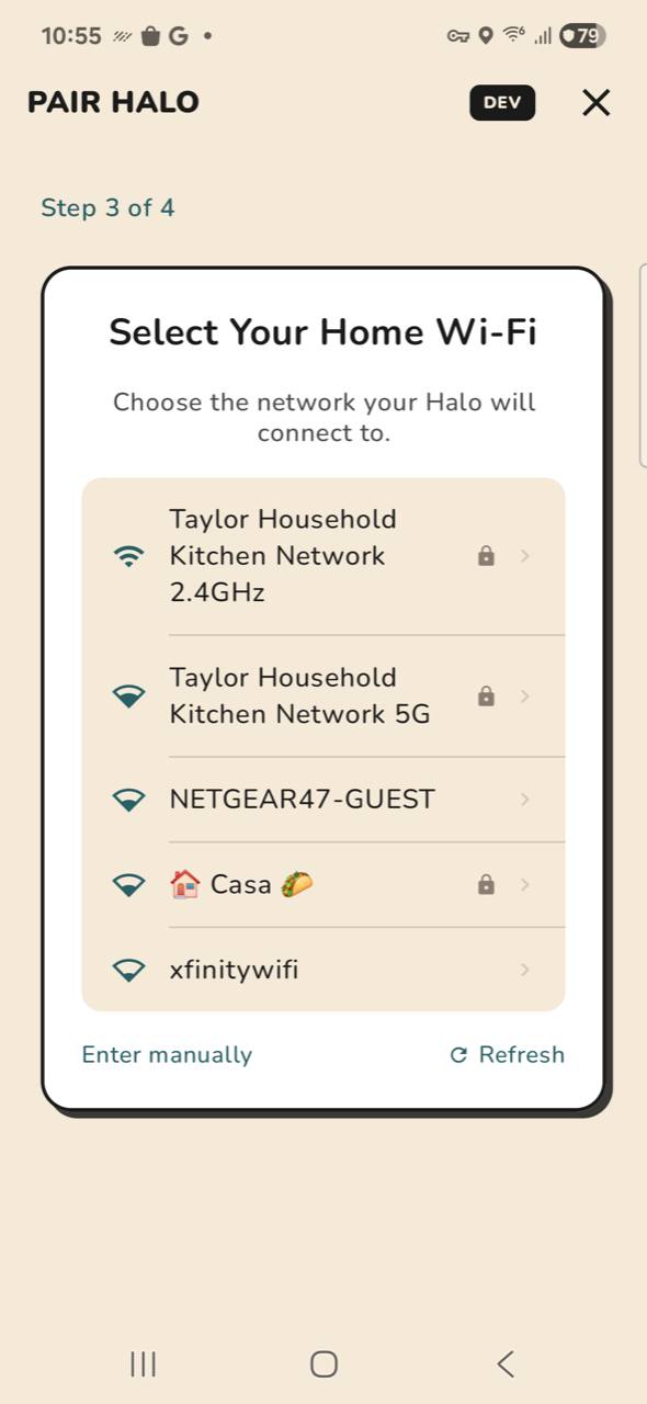 Halo — Step 3a, select network