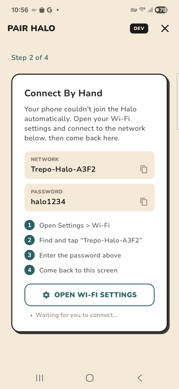 Halo — Manual join card