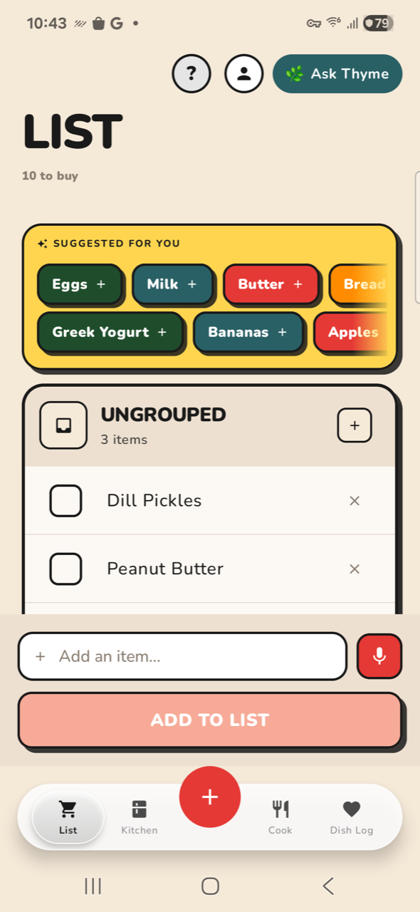 List — populated